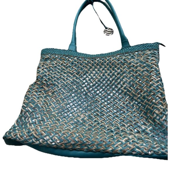 Vintage Style & Co. Sling Woven Blue Large Shoulder Bag Tote Women’s Purse - Picture 1 of 16